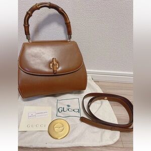Gucci Tan Leather Satchel with Bamboo Handle